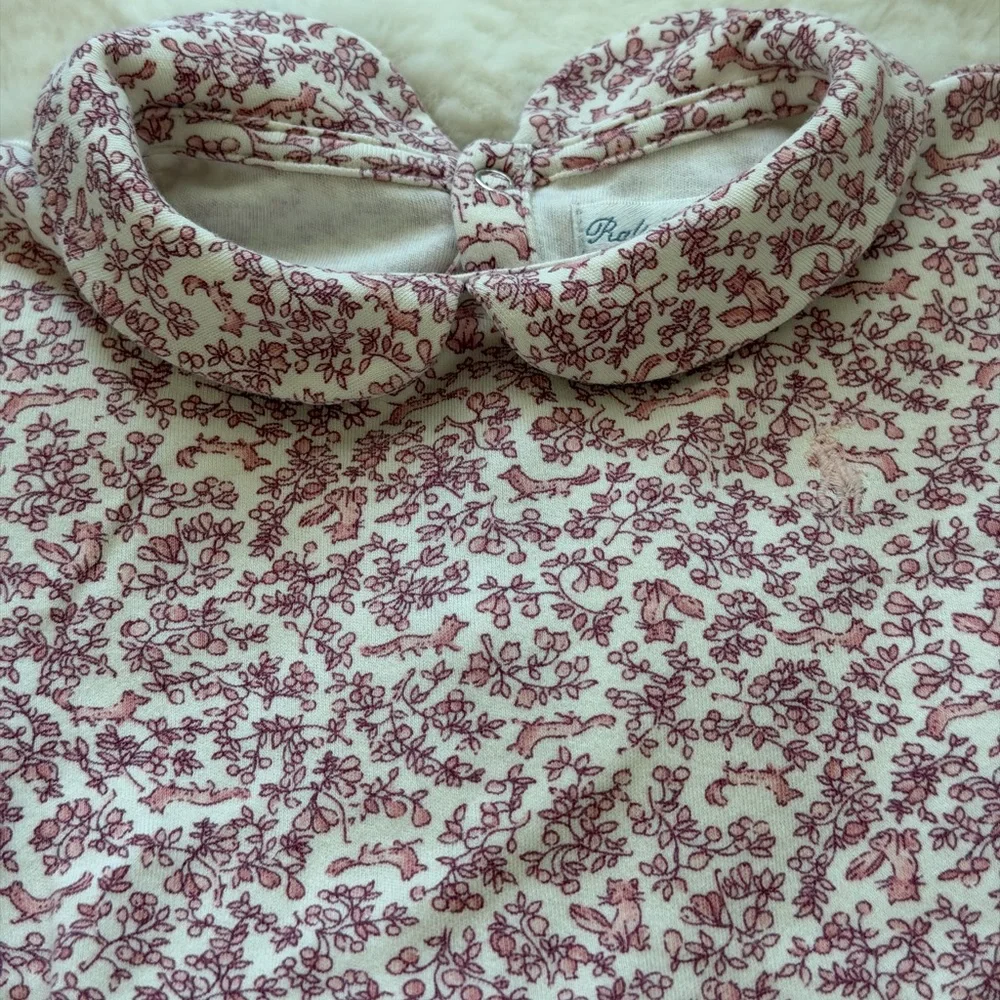 Ralph Lauren Cotton Bear 🐻 Floral 🌸 Print Girls Bodysuit Set- 24 M